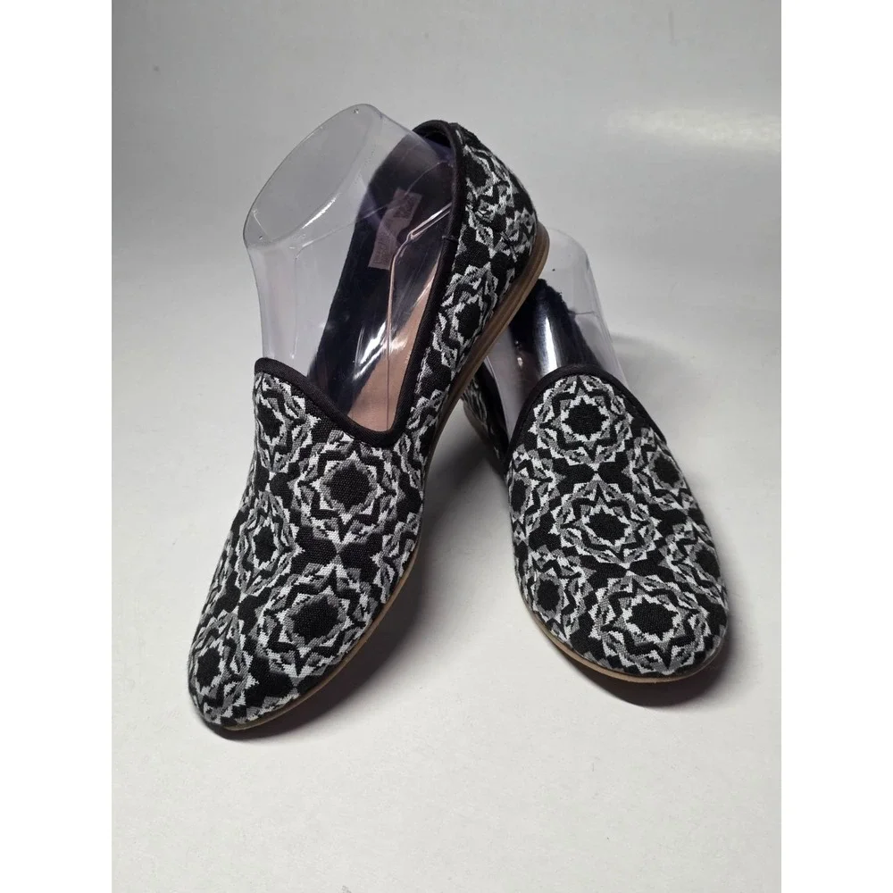 Toms Women's Shoes Size 7 Black Gray Darcy Slip On Flats Comfort Ballets